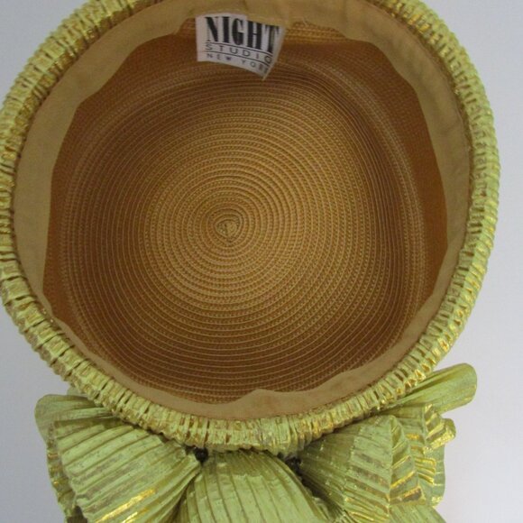 1980s Gold Lurex Tall Pillbox Hat Huge Pouf Church Wedding Cocktail main image 5